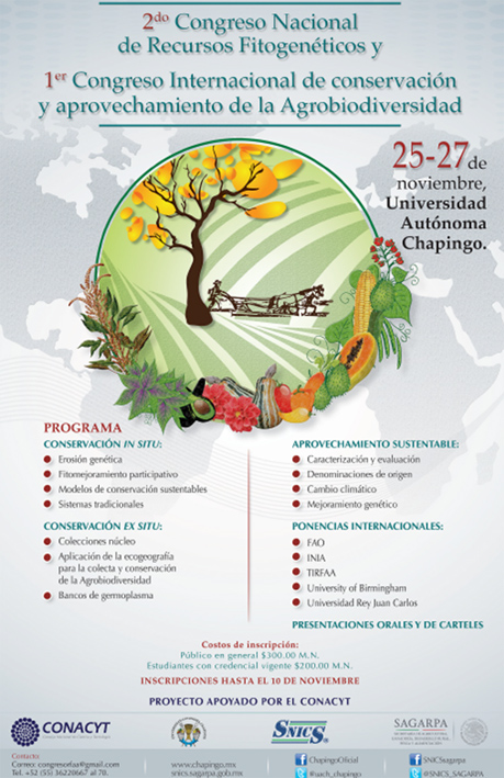 Cartel del 2do Congreso Nacional Mexicano de Recursos Fitogenéticos, 25 al 27 de Noviembre de 2015